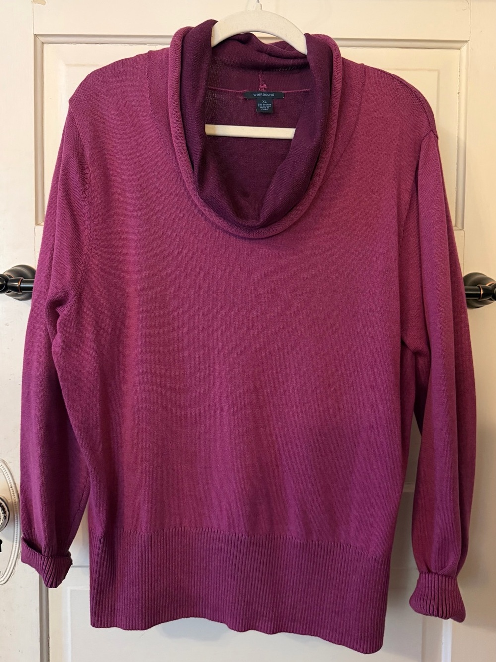 Westbound Women's Cowl Neck Sweater in Berry Plum